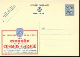 BELGIEN 1951 90 C. Reklame-P. Wappenlöwe, Blau: ..CITROEN..COSMOS GARAGE BRUXELLES (Kühlergrill Mit Citroen-Logo) Ungebr - Auto's