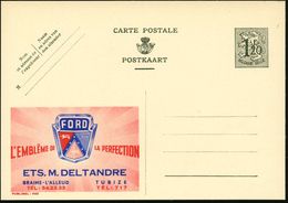 BELGIEN 1952 1,20 F. Reklame-P, Oliv: FORD/ L'EMBLEME DE LA PERFECTION/ETS. M. DELTANDRE.. (Ford-Kühlerlogo) Französ. Te - Autos