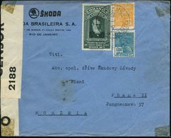 BRASILIEN 1940 (6.1.) Vordr.-Bf.: SKODA BRASILEIRA S.A. (Rio De Janeiro) Klar Gest. Brit. Zensur-Streifen P.C. 66 + OKW- - Voitures