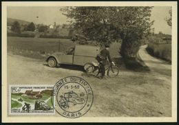 FRANKREICH 1958 (15.3.) 15 + 5 F. "Tag Der Briefmarke" = Land-Postboten Mit Citroen 2 CV-Post/ (u. Fahrrad) 2 Verschiede - Cars