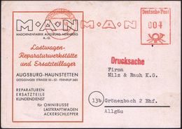 (13b) AUGSBURG 2/ M-A-N 1949 (1.7.) AFS Auf Zweifarbiger M-A-N Reklame-Kt. Mit Lageplan (Stadtplan) Der MAN-Filiale, Dek - Trucks