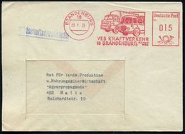 18 BRANDENBURG/ VEB KRAFTVERKEHR.. 1973 (5.1.) Dekorat. AFS = IFA-LKW Und "Ikarus"-Omnibus , Klar Gest. Inl.-Bf., Schöne - Camions