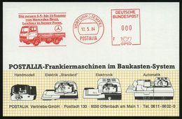 B.R.D. 1984 (10.5.) AFS: VORFÜHRSTEMPEL/POSTALIA/F/Die Neuen 6,5 Bis 11-Tonner Von Mercedes-Benz.. Autozentrale Gebr. Di - Trucks