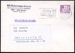 86 BAUTZEN/ E/ BUDYSIN/ 1988/ 100 JAHRE/ Landmaschinenbau.. 1988 (22.12.) Sobisch-deutscher MWSt = Mähdrescher + Abs.-4L - Auto's