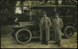 FREIBURG/ (BREISGAU) 1 1914 (19.11.) 1K-Steg Auf S/w.-Foto-Ak.: Militär-PKW Mit Besatzung (mit Taktischer Flagge) Feldpo - Automobili