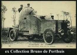 BELGIEN 1914 S/w.-Foto-Ak.: Gepanzerter PKW Mit MG.-Kuppel Bei Dixmude (Nr.254) Ungebr. (ex Collection B. De Perthuis) - - Voitures