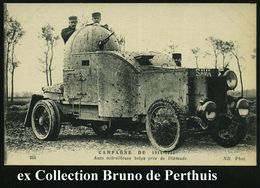 BELGIEN 1914 S/w.-Foto-Ak.: Gepanzerter PKW Mit MG.-Kuppel Bei Dixmude (Nr.254) Ungebr. (ex Collection B. De Perthuis) - - Auto's