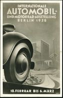 BERLIN-CHARLOTTENBG.5/ A/ Jnt.Automobil-u.Motorrad-Ausstllg. 1938 (3.3.) SSt = Autorad Mit Kotflügel, Autobahn, Messegel - Cars