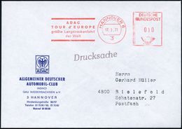 3 HANNOVER 6/ ADAC/ TOUR D'EUROPE/ Größte Langstreckenfahrt/ Der Welt 1971 (17.3.) Seltener AFS Klar Auf ADAC-Vordr.Bf.  - Automobili