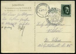 NÜRNBERG/ A/ Reichsparteitag Der NSDAP 1937 (11.9.) SSt Auf EF 6 Pf. "Reichsparteitag 1937" (Mi.650 EF + 24.- EUR) + Sel - Voitures
