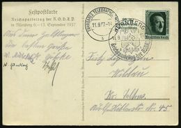 NÜRNBERG/ A/ Reichsparteitag Der NSDAP 1937 (11.9.) SSt Auf EF 6 Pf. "Reichsparteitag 1937" (Mi.650 EF + 24.- EUR) + Sel - Cars