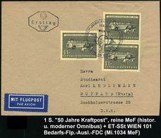 ÖSTERREICH 1957 (14.6.) 1.- S. "50 Jahre Postauto", Reine MeF: Paar + Einzelstück (histor. U. Moderner Postomnibus) ET-S - Autos