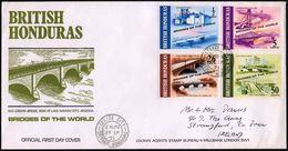 BRITISCH HONDURAS 1971 (23.9.) "Bridges Of The World", Kompl. Satz = Straßen-Brücken + ET-SSt (BELIZE CITY), Übersee-FDC - Auto's