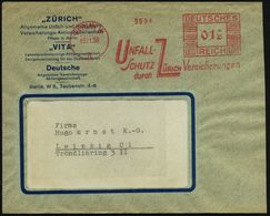 BERLIN W/ 8/ UNFALL-/ SCHUTZ/ Durch/ ZÜRICH-Versicherungen 1938 (15.11.) AFS A. Vordr.-Bf.: "ZÜRICH" Allgem. Unfall- U.  - Ongevallen & Veiligheid Op De Weg