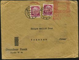 BERLIN W/ 8/ DRESDNER/ BANK 1936 (22.4.) AFS 025 Pf. + 2x Zusatzfrankatur 15 Pf. Hindenburg Mit Firmenlochung "Dr. (esdn - Ohne Zuordnung