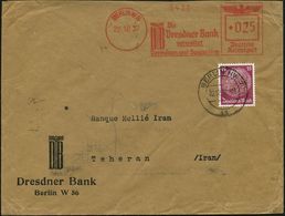 BERLIN W8/ DB/ Die/ Dresdner Bank/ Verwaltet/ Vermögen.. 1937 (22.12.) AFS 025 Pf. "Adler" + 15 Pf.Hindenbg., Firmenlo-c - Non Classificati