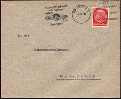 SOLINGEN 1/ =87=/ Auskunft Schützt/ Vor Verlust/ VEREIN/ CREDITREFORM/ EV.. 1936 (13.10.) Freimarken-stempel = VE (Globu - Ohne Zuordnung