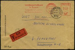 872 SCHWEINFURT 1/ Landeszentralbank/ In Bayern/ Zweigstelle Schweinfurt/ Der Dt.Bundesbank 1972 (26.9.) AFS 240 Pf. + 1 - Ohne Zuordnung