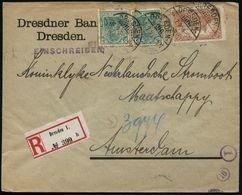 DRESDEN 1 1920 (26.7.) Germania 2x 5 Pf. U. 1,50 M. Postmuseum, Alle Mit Firmenlochung "Dr. B." = Dr (esdner) B(ank) + R - Unclassified