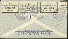 FRANKFURT (MAIN)/ C/ AUSLANDS-/ STELLE/ BAHNPOSTAMT 19 1938 (1.5.) 2K-Steg 3x Auf Devisen-Zensurstreifen (Antiqua, Viers - Zonder Classificatie