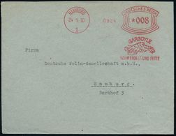 HAMBURG/ 1/ GARGOYLE/ SCHMIEROELE UND FETTE 1930 (24.1.) Dekorat. AFS = "Gargoyle"-Drache , Rs. Firmen-Vordruck, Klar Ge - Chimie