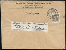 HELFENBERG/ *(SACHSEN)* 1907 (23.11.) 1K-Gitter Auf EF 3 Pf. Germania Mit Firmenlochung: "E D" = E (ugen) Diederich (Che - Chimica