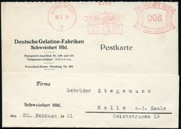 SCHWEINFURT/ 2/ D G F 1931 (20.1.) AFS (Monogr.-Logo Mit Adler U.Krone = Deutsche Gelatine-Fabriken, Firmen-Kt., Seltene - Chimica