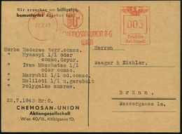 WIEN / 76/ CHEMOSAN UNION AG 1942 (22.7.) AFS = Chemische Glaskolben U. Röhren Als Firmen-Logo , Firnem-Kt.: CHEMOSAN-UN - Chimica
