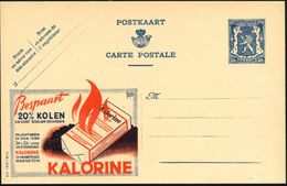 BELGIEN 1941 50 C. Reklame-P. Wappenlöwe, Blau: Bespaart 20% KOLEN..KALORINE (Flammen, Kalorine-Packung, Kohlen) = Heizk - Chemie