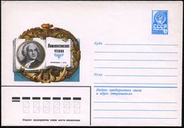 UdSSR 1979 4 Kop. U Staatswappen , Blau: M.W. Lomonossow (Brustbild) = Chemiker, Physiker, Astronom, Meteorlogoe, Geogra - Chimica