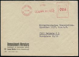 LEUNA WERKE/ (Kr.MERSEBURG)/ LEUNA WERKE 1946 (8.5.) Seltener, Aptierter AFS = NS-Reichsadler U. Inschrift Im Wertrahmen - Chemie