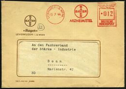 LEVERKUSEN-I.G.WERK/ BAYER/ ARZNEIMITTEL 1944 (20.7.) Seltener AFS-Typ "Antiqua" = Hauspostamt Bayer-Werk (Firmen-Logo)  - Scheikunde