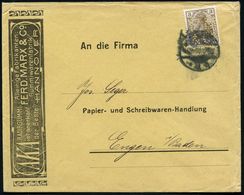 Hannover 1908 3 Pf. Germania Mit Firmenlochung: "F M / & Co" = F Erd. Marx & Co. Gummiwarenfabrik, Rs. Reklame: 7 Versch - Chimica