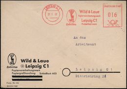 LEIPZIG C1/ Hubertus/ Wild & Laue/ ..Hubertushaus 1950 (27.1.) AFS = St. Hubertus-Hirsch Mit Strahlenkreuz (im Geweih),  - Christendom