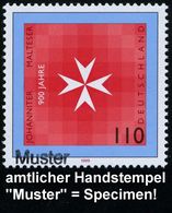 B.R.D. 1999 (Mai) 110 Pf. "900 Jahre Johanniter U. Malteser-Ritter" (Malteser-Kreuz) + Amtl. Handstempel  "M U S T E R"  - Christendom