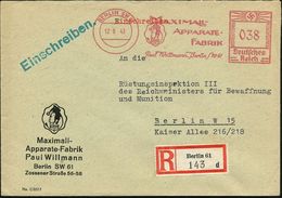 BERLIN SW 61/ Wieviel/ Benzin?/ MAXIMALL-/ APPARATE-/ FABRIK.. 1943 (12.6.) AFS = Teufel (mit Langem Schwanz Hinter Mens - Christentum