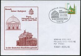 10878 BERLIN ZENTRUM/ PAPST/ JOH.PAUL II./ IN DER ERZDIÖZESE BERLIN 1996 (23.6.) SSt = St. Hedwigs-Kathedrale (1747-73 U - Päpste