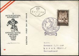 ÖSTERREICH 1954 (2.10.) 1 S. "2. Internat. Kongreß Für Kathol. Kirchenmusik", EF (= Bruckner-Orgel "St.Florian") + Viol. - Pausen