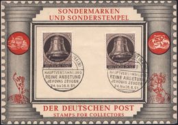 (16) FRANKFURT (MAIN)/ HAUPTVERSAMMLUNG/ REINE ANBETUNG/ JEHOVAS ZEUGEN 1951 (25.8.) SSt 2x Rs. Auf 2x 5 Pf. Berlin Gloc - Cristianismo