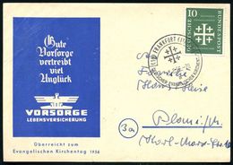 (16) FRANKFURT (MAIN)/ A/ DEUTSCHER EVANGELISCHER KIRCHENTAG 1956 (8.8.) SSt = Jerusalem Auf Seltener Reklame-Kt.: VORSO - Christentum