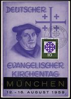 (16) FRANKFURT (MAIN)/ A/ DT.EVANGEL.KIRCHENTAG 1956 (10.8.) SSt = Jerusalemkreuz Auf EF 10 Pf. Evangel. Kirchentag (Mi. - Cristianismo