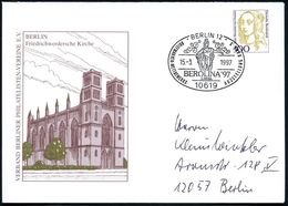 10619 BERLIN 12/ K.F.Schinkel.. 1997 (15.3.) SSt (Berolina) PU 100 Pf. Varnhagen: Friedrichswerdersche Kirche (von K. F. - Iglesias Y Catedrales