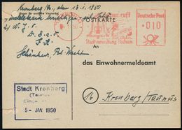 (21b) BOCHUM 1/ Bochum Ruft/ Zum Weihnachtskauf/ Stadtverwaltung 1950 (4.1.) Seltener AFS = 2 Glocken, Grubenlampe Etc., - Kerstmis
