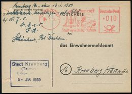 (21b) BOCHUM 1/ Bochum Ruft/ Zum Weihnachtskauf/ Stadtverwaltung 1950 (4.1.) Seltener AFS = 2 Glocken, Grubenlampe Etc., - Noël