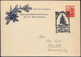 ÖSTERREICH 1937 (12.12.) PP 3 Gr. Trachten, Rot: Weihnachts-Briefmarken-Schau (Kerzenzweig) + Weihnachts-SSt: WIEN-FAVOR - Weihnachten