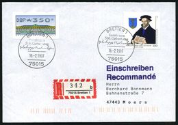 75015 BRETTEN 1/ Festakt Zum/ 500.Geburtstag/ Philipp Melanchthons 1997 (16.2.) SSt Auf 100 Pf. Melanchthon (Mi.1902) +  - Christentum