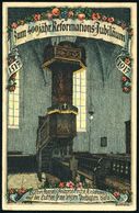 Eisleben 1917 Color-Künstler-Ak.: 400 Jähr. Reformations-Jubiläum, Luther-Kanzel Andreaskirche , Sign. Kallista, Ungebr. - Cristianesimo