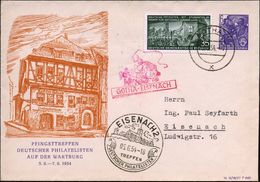 GOTHA 1/ X 1954 (5.6.) 2K-Steg + SSt.: EISENACH 2/TREFFEN/DEUTSCHER PHILATELISTEN Als AS , Motivgl. PU 6 Pf. "Fünfjahrpl - Christendom