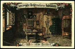 Wartburg 1917 Color-Künstler-Ak.: 400 Jähr. Reformations-Jubiläum = Lutherzimmer , Sign. Kallista, Ungebr., Seltene Kart - Christianisme