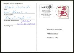 404 NEUSS 1/ Me/ 1475/ WENDEPUNKT/ EUROP./ GESCHICHTE/ KARL DER KÜHNE/ SCHEITERT/ VOR NEUSS 1975 (18.9.) MWSt Klar Auf I - Altri & Non Classificati